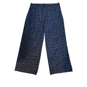 Athleta Blue Animal Printed Wide Leg Crop Pants, Size 12 ComfyStyle TravelPants